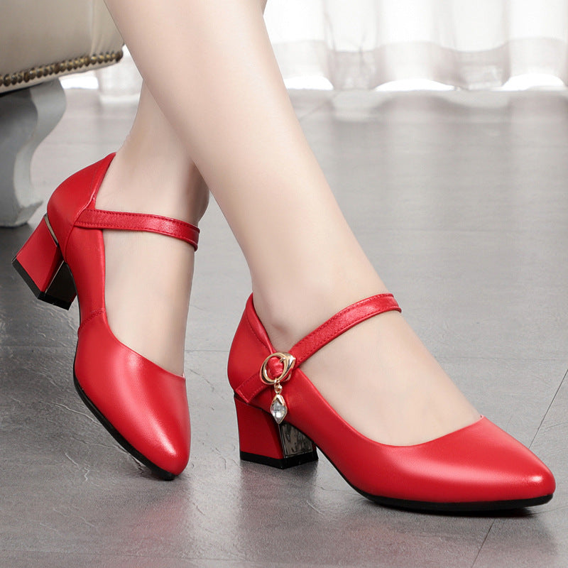 Women's Cheongsam Catwalk Not Tired Mid Thick Heels