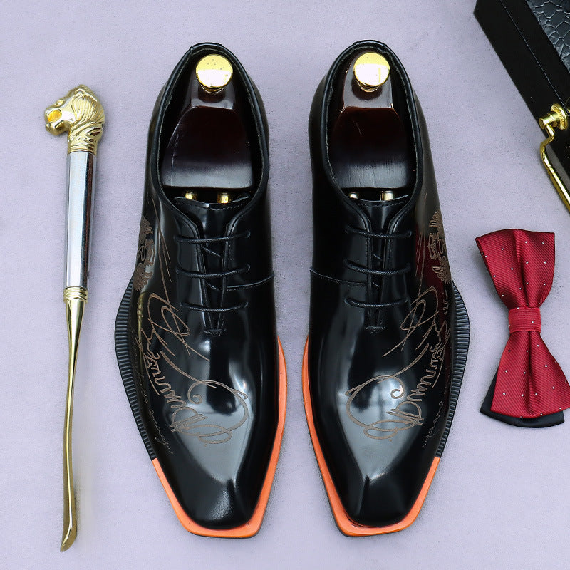 Men's Formal Wear Oxford Cowhide Paint Glossy Men's Business Leather Shoes