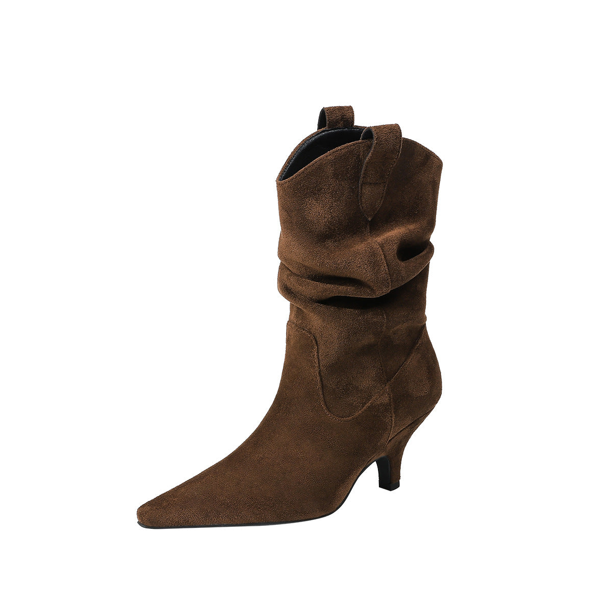 Women's Cowboy Pointed Thick Pleated Pile Style Boots