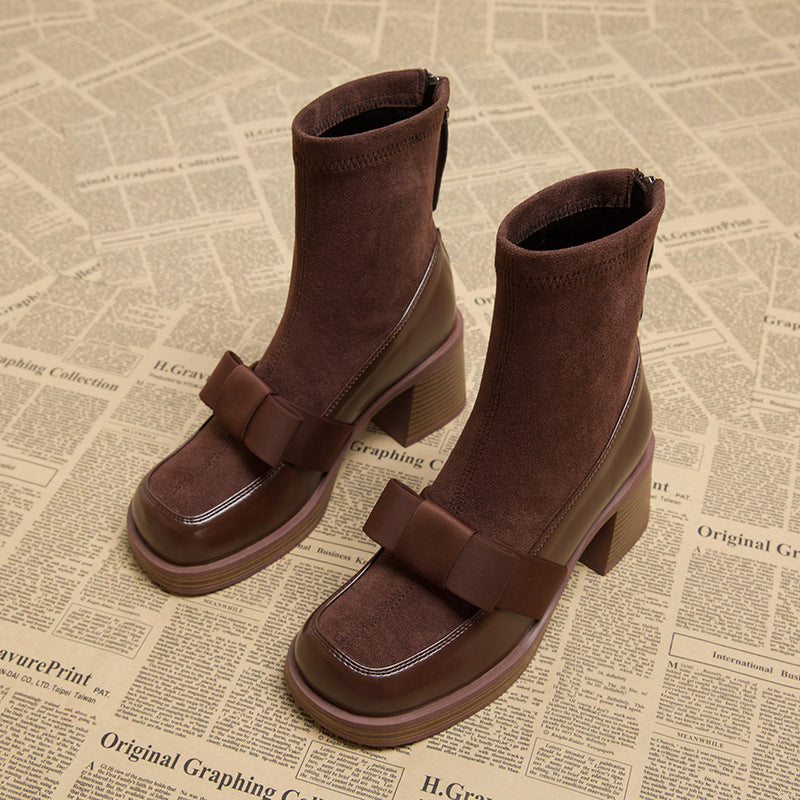 Women's Thin Single Winter Bow High Boots
