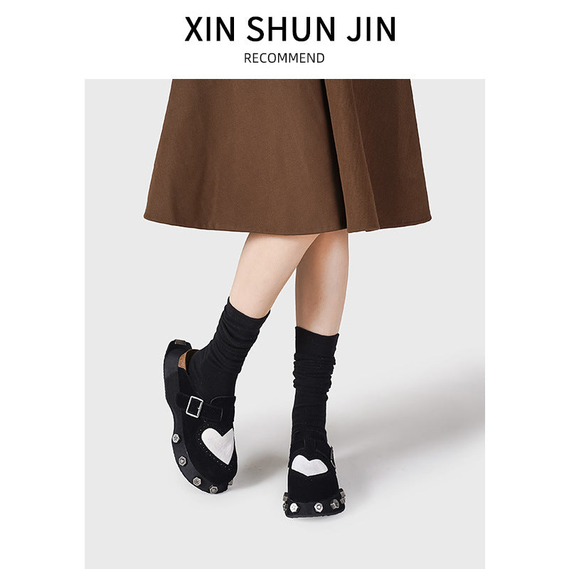 Women's Horsehair Love Thick Bottom Retro Half Slippers