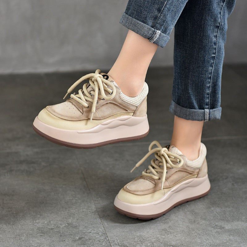 Women's Platform Genuine Spring First Layer Cowhide Women's Casual Shoes