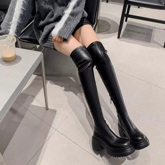 Women's Over The Knee Thick Bottom Stretch Boots