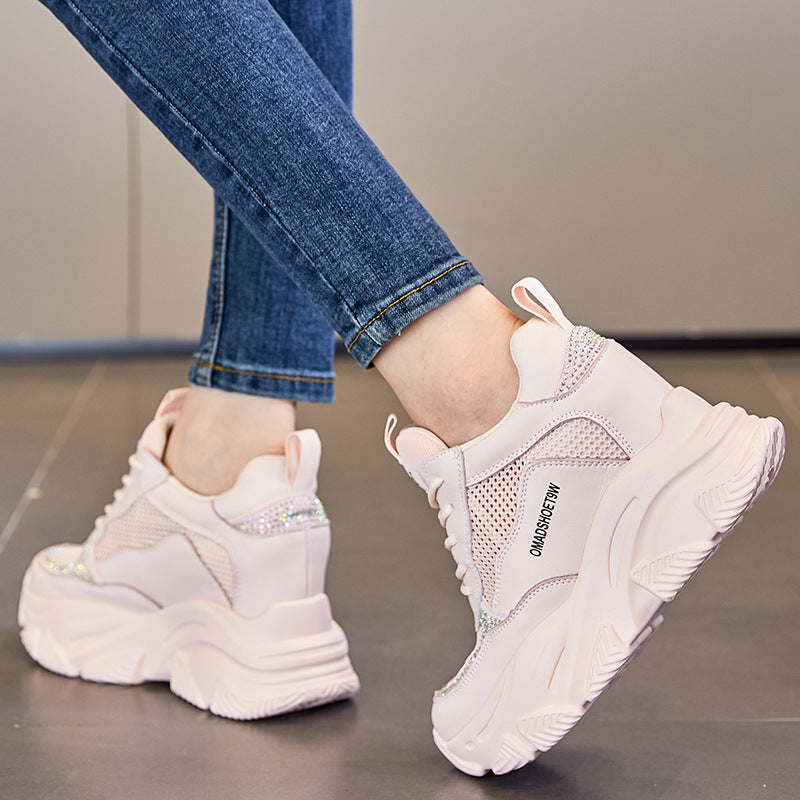 Women's Dad Hidden White Platform Sports Small Heels