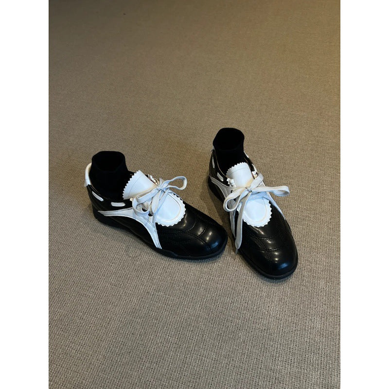 Women's Platform Height Increasing Insole Mary Jane Color Matching Retro Women's Sports Shoes