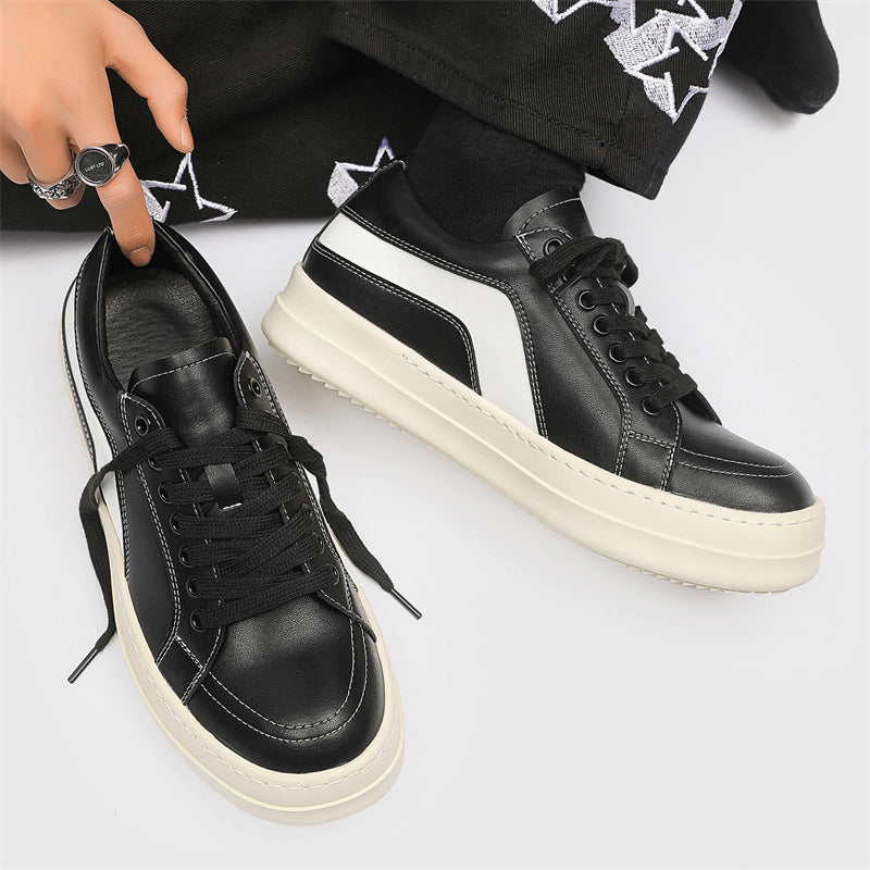 Thick Bottom Fashion Comfortable White Laser Hollow Out Niche Minimalist Men's Board Shoes