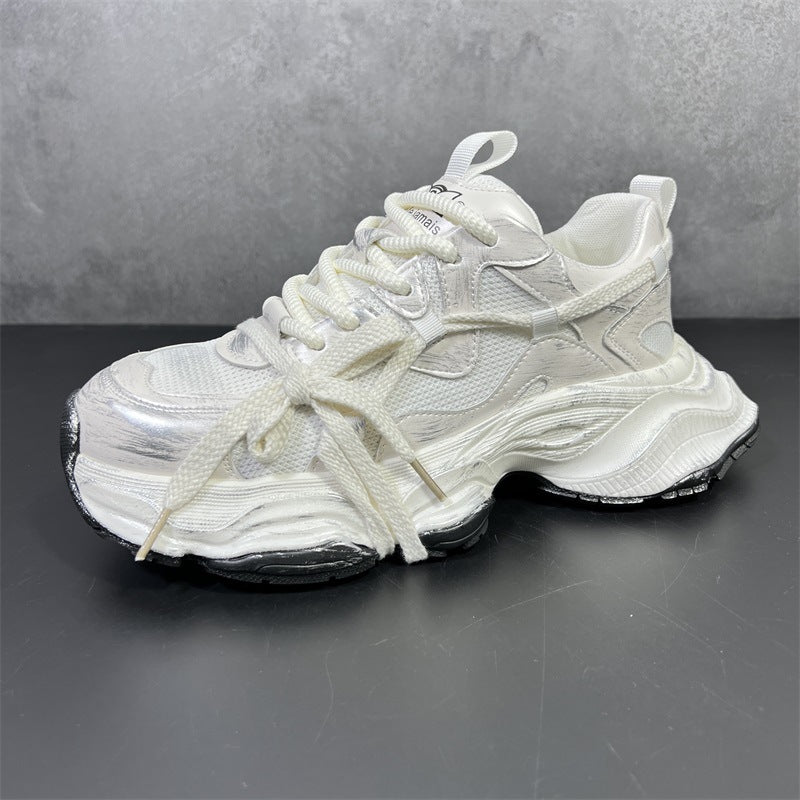 Men's Thick-soled Dad Mesh Heighten Breathable White Casual Shoes