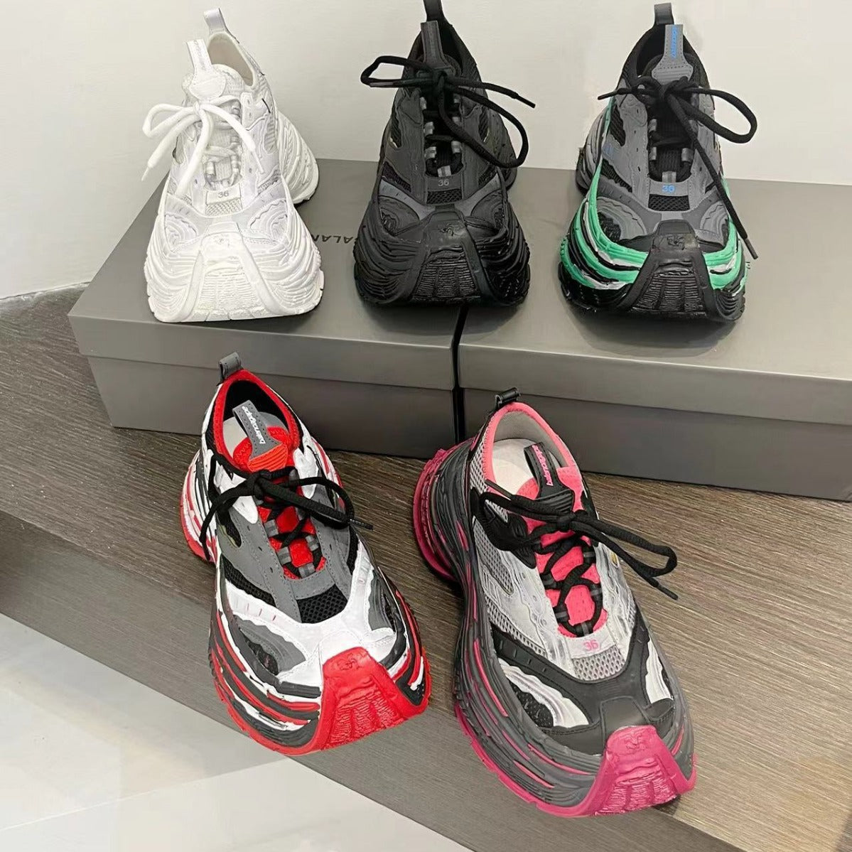Women's & Men's Dad Distressed Mesh Color Matching Thick Bottom Heightened Women's Sports Shoes