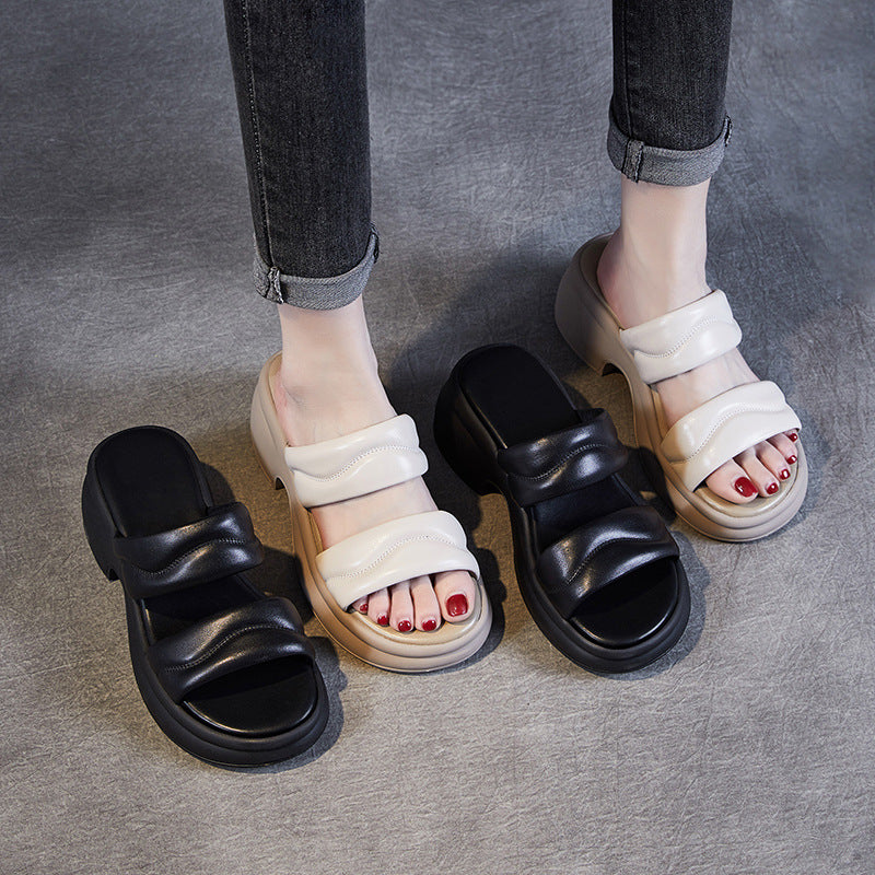 Women's Genuine Thick-soled Summer Outer Wear Feeling Slippers