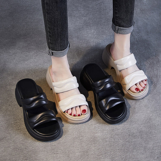 Women's Genuine Thick-soled Summer Outer Wear Feeling Slippers