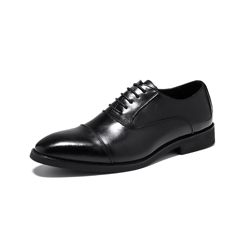 Men's Pointed British Style Derby Three Joint Business Formal Wear Leather Shoes