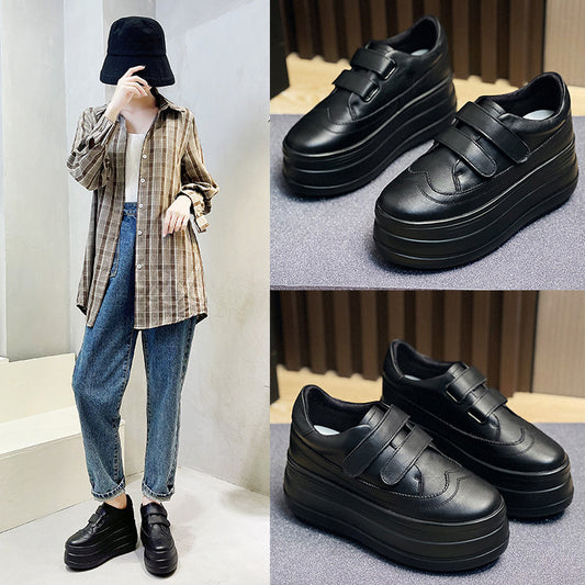 Women's Spring Thick Bottom First Layer Cowhide Casual Shoes