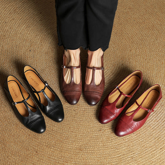 Women's French Retro Arc Belt Chunky Mary Jane College Women's Fashion Shoes
