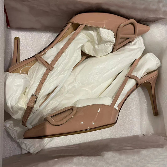 Women's Version Home Nude Summer Toe Cap Stilettos Pointed French V Women's Fashion Shoes