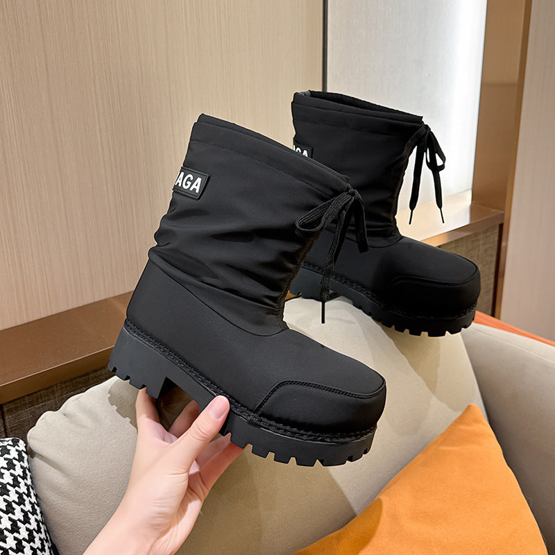 Winter Warped Head Big Ugly Drawstring Lace Snow Boots