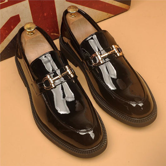 Men's Bright Business Formal Wear Slip-on Gradient Color Fashion Versatile Men's Casual Leather Shoes