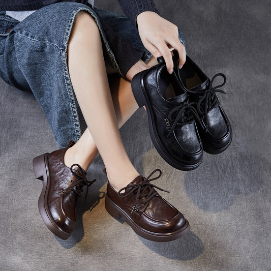 Women's Layer Cowhide Round Toe Autumn Light Women's Casual Shoes