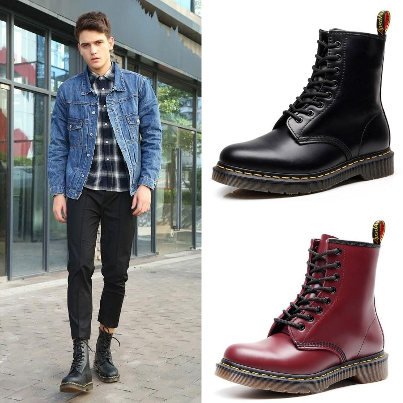 Women's & Men's Genuine Motorcycle Round Toe Fashion Haulage Motor Plus Women's Leather Boots