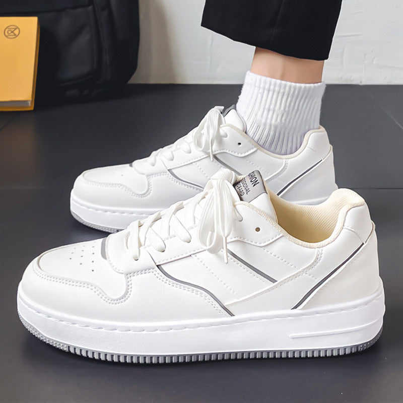 Men's Spring Breathable White Korean Fashionable Platform Sneakers