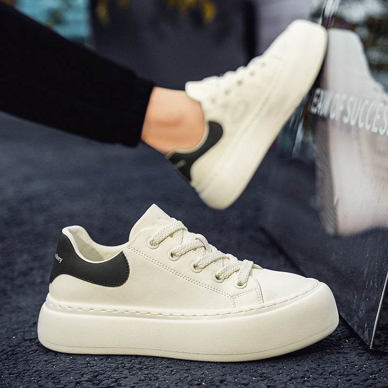 Men's Preppy Style Platform White Green Little Board Men's Sports Shoes