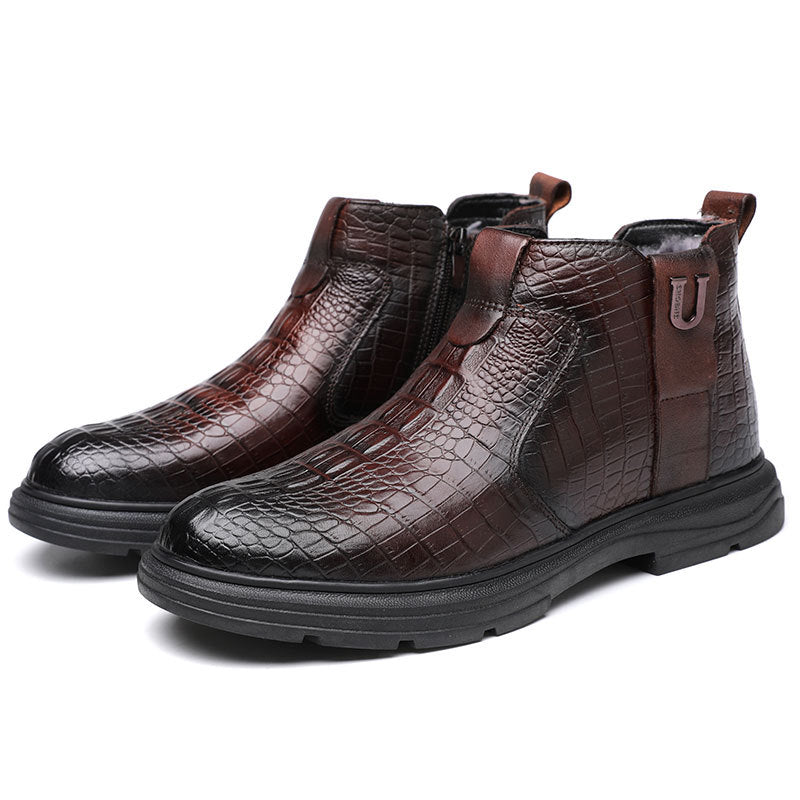 Men's Winter Genuine With Veet Outdoor Leisure Warm Sheepskin Snow Boots