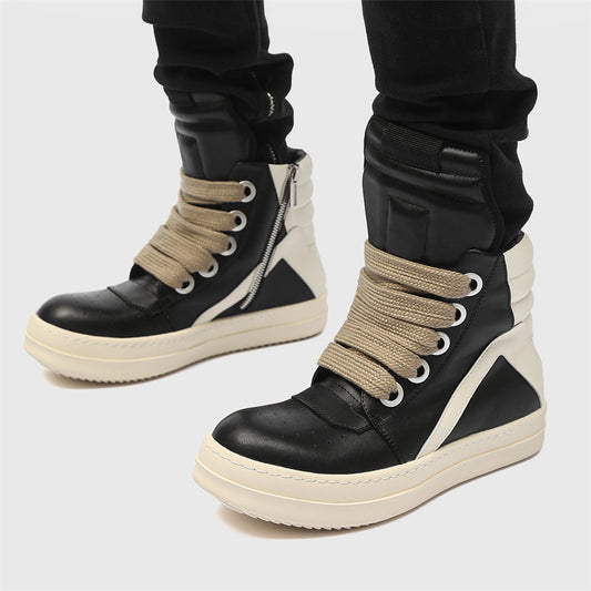 Men's Triangle Plaid Trendy Middle Platform Height Increasing Men's Casual Shoes