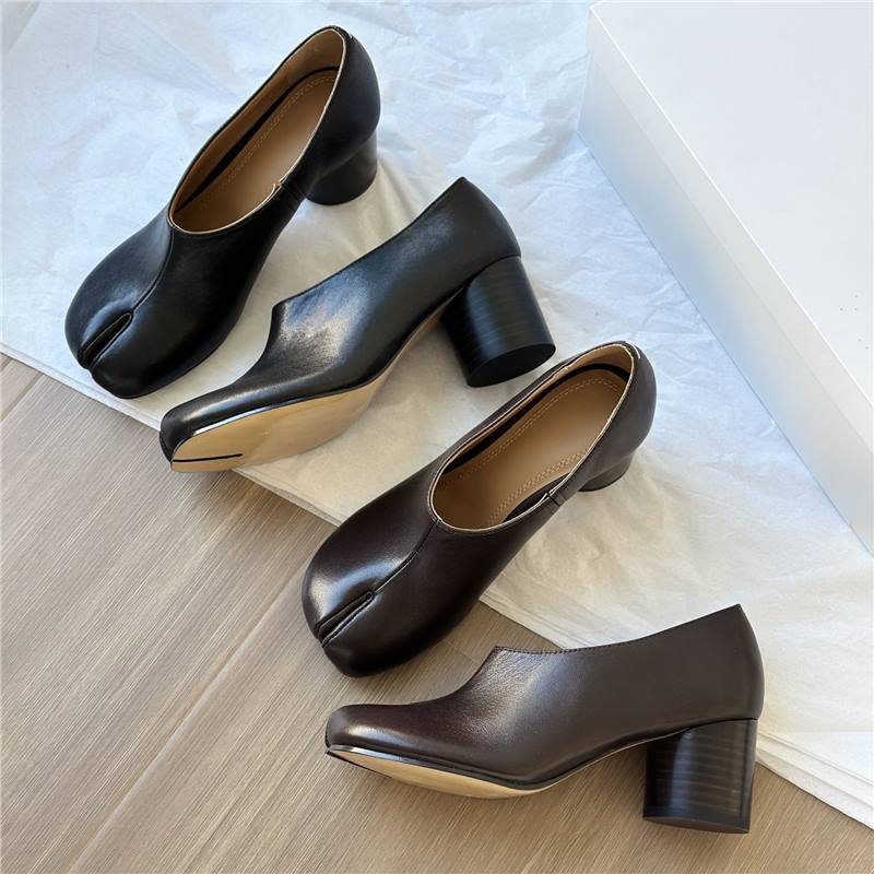 Women's Retro Style Trotter Genuine Bag Slip-on High Thick Women's Fashion Shoes