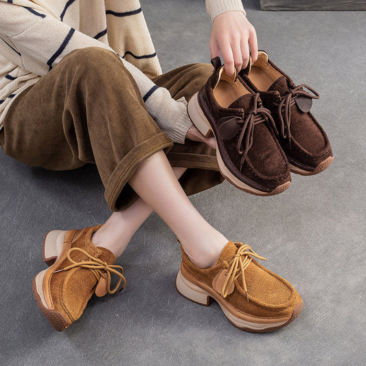 Women's Shu First Layer Cowhide Platform Comfortable Sports Versatile Fashion Women's Shoes