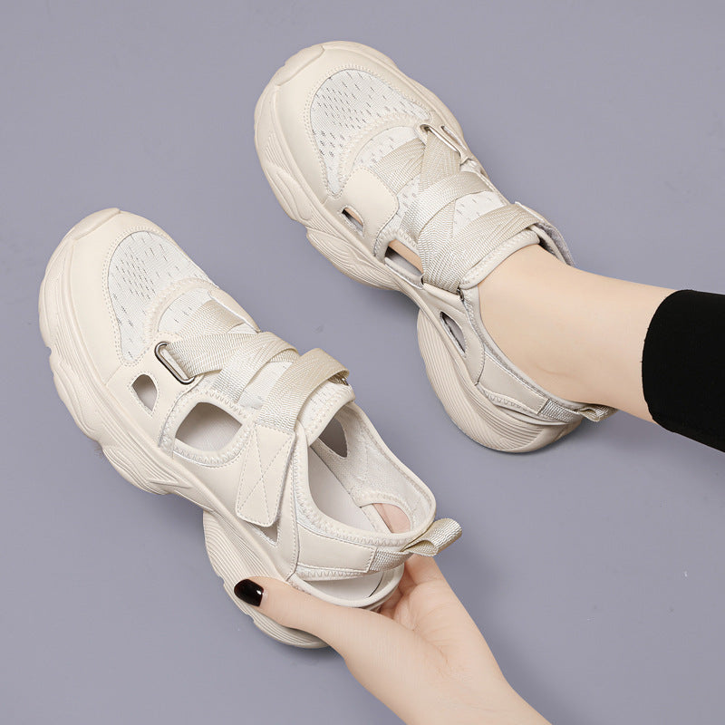 Women's Summer Korean Style Platform White Hollowed Toe Sneakers