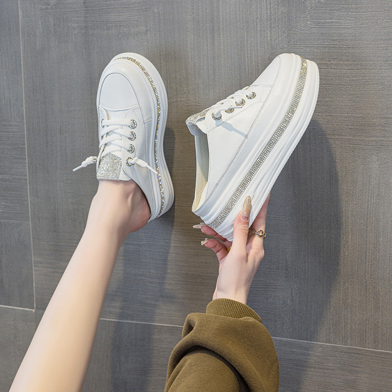 Women's Platform Toe Cap Fashion Rhinestone Lazy Thick-soles Slippers