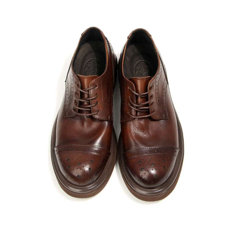 Men's Brogue British Retro Fashion Trends Platform Leather Shoes