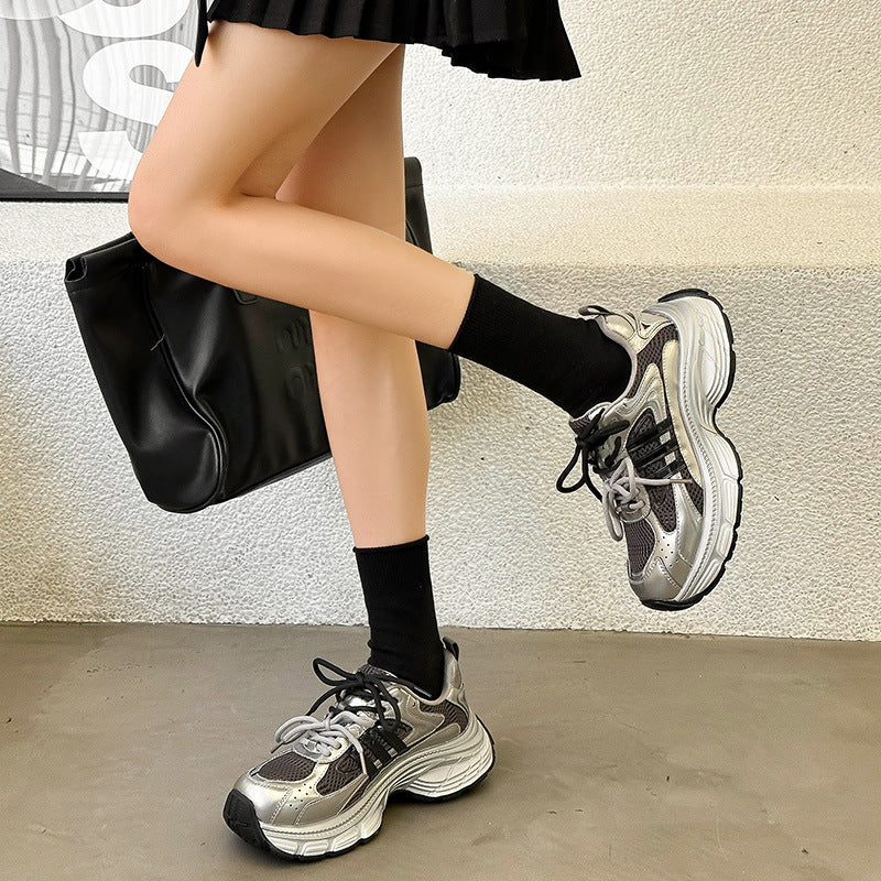 Women's Paris Dad Autumn Fashion Fried Street Height Increased Retro Rub Women's Sports Shoes