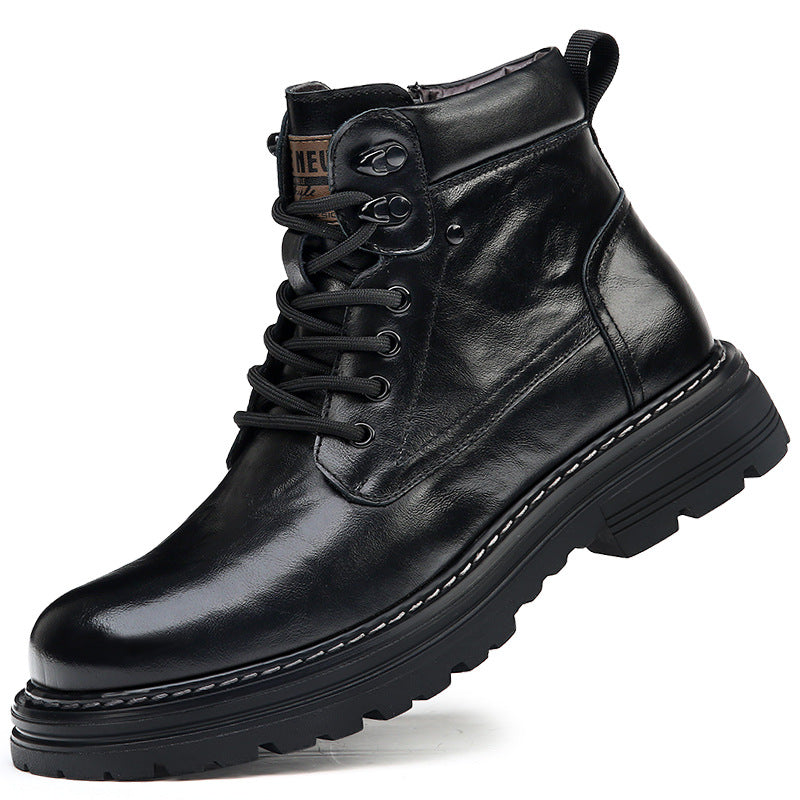 Men's Cowhide Martin Winter Fleece-lined Warm Tooling Boots