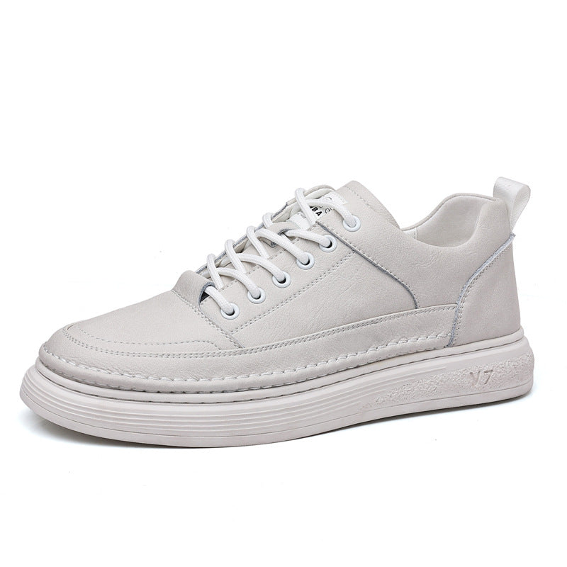 Men's Genuine White Trendy Fashionable Soft Surface Sneakers