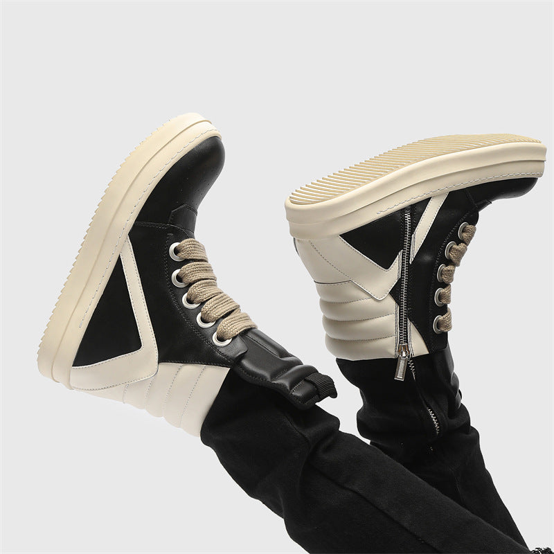 Men's Triangle Plaid Trendy Middle Platform Height Increasing Men's Casual Shoes