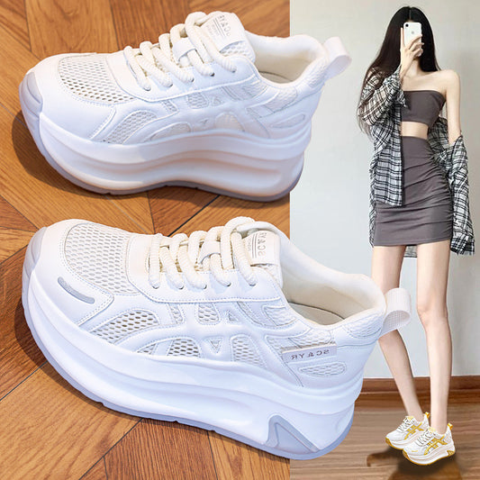 Women's Breathable White For Flat Skateboard Hollow Casual Shoes