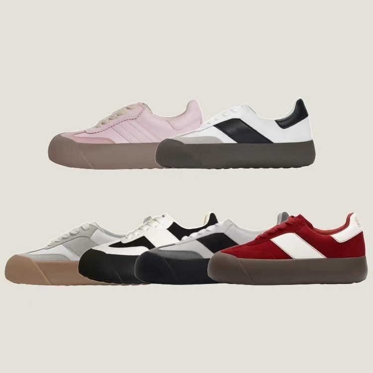 Women's Puffy White Pink German Training Platform Women's Casual Shoes