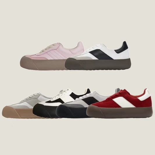 Women's Puffy White Pink German Training Platform Women's Casual Shoes