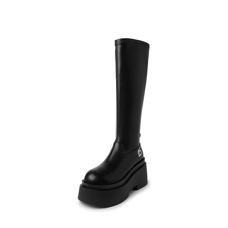Small Stretch Thin Hot High Leg Women's Leather Boots