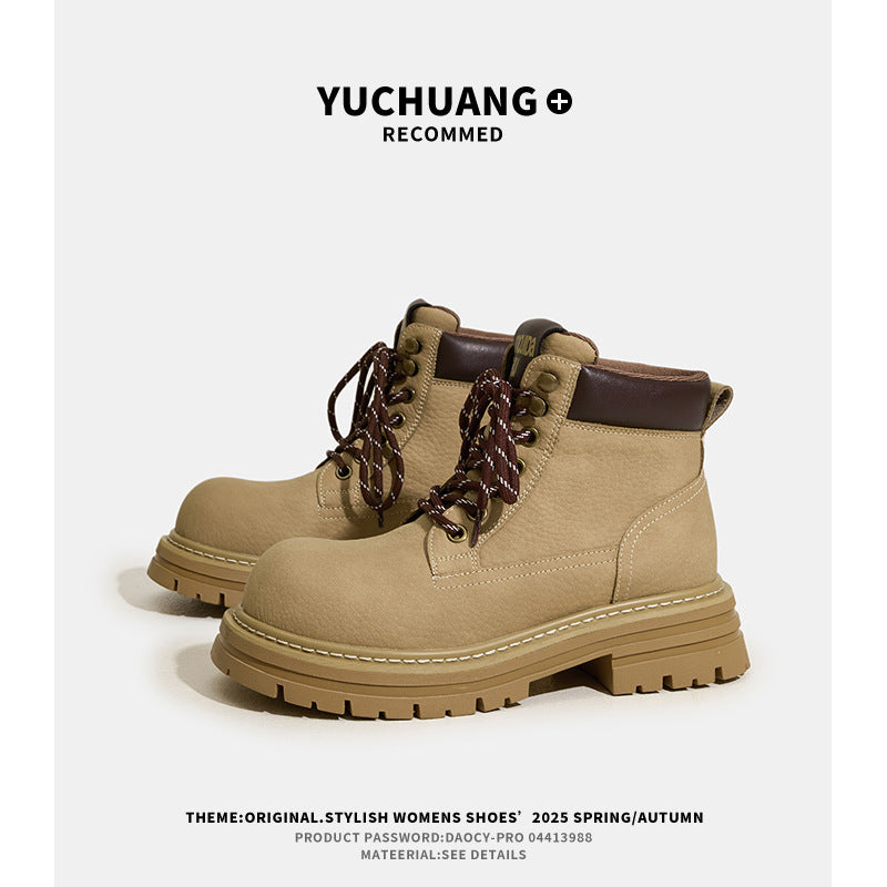 Women's Retro Big Head Platform Martin Outdoor Autumn Women's Leather Boots