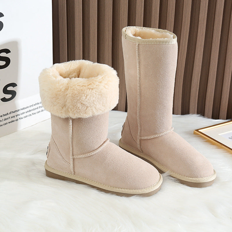 Women's Length Warm Fashion Suede Plus Veet Snow Boots