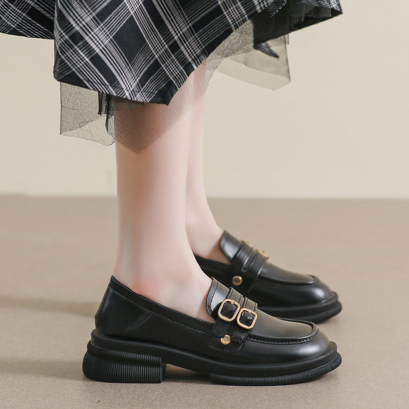 Women's Authentic Autumn Platform Black Oversized British Loafers