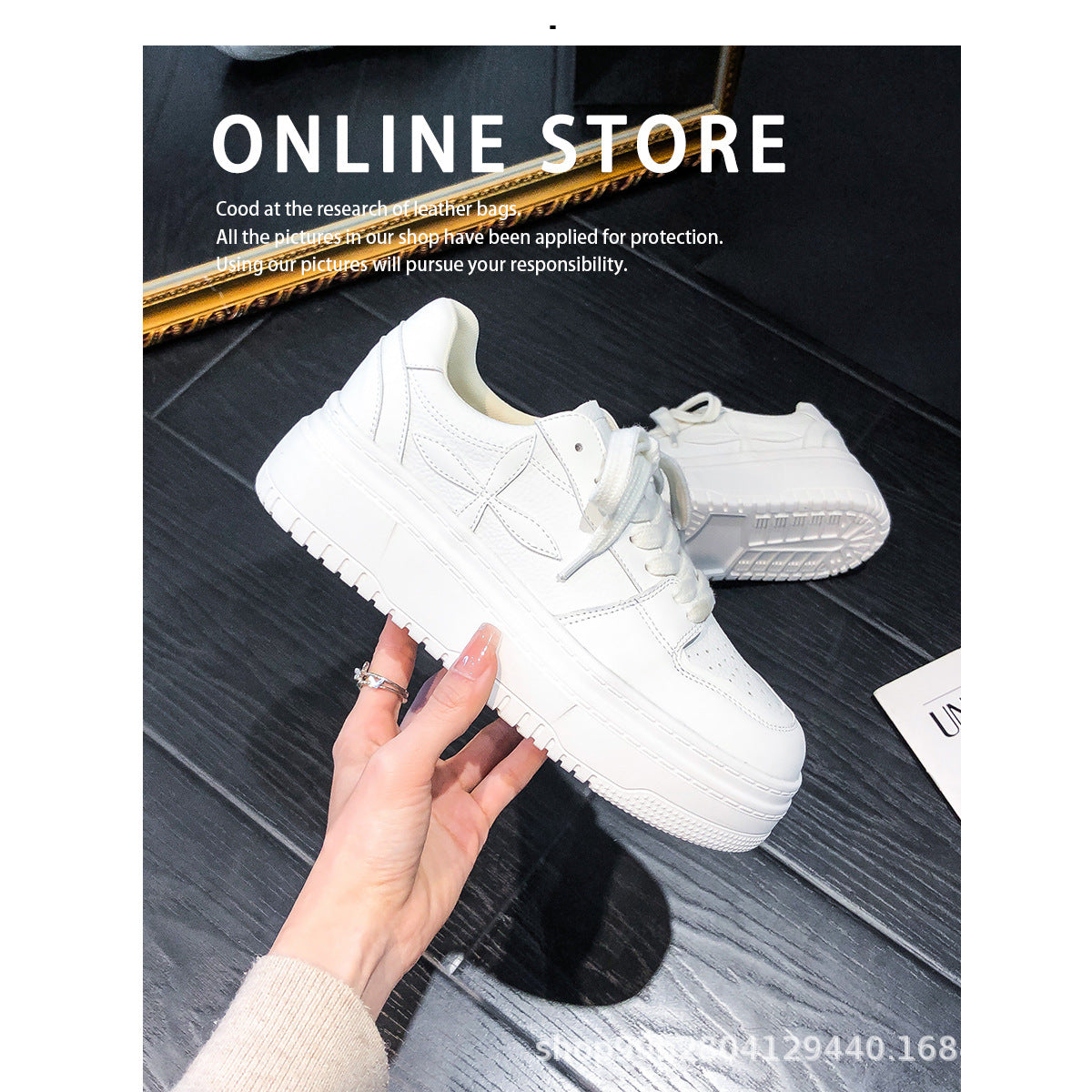 Women's Hidden White Thick-soled Short People's Platform Bread Heels