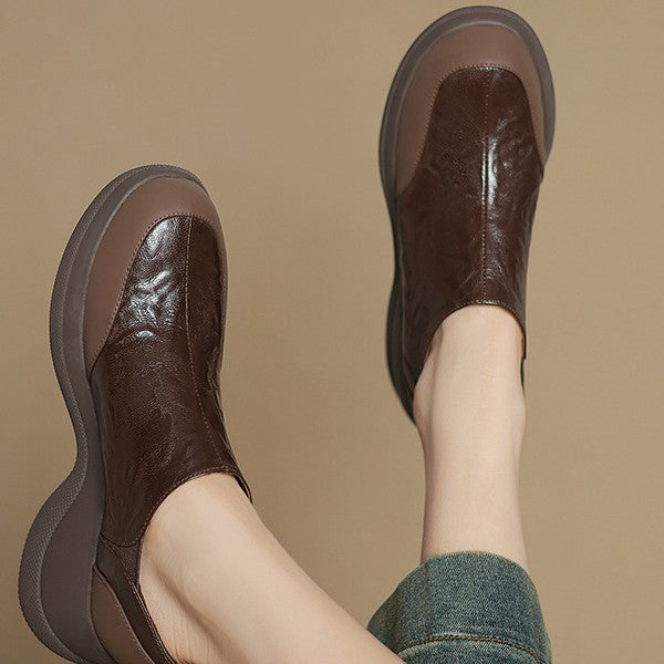 Women's Pumps Platform Muffin Not Tired Feet Leather Shoes