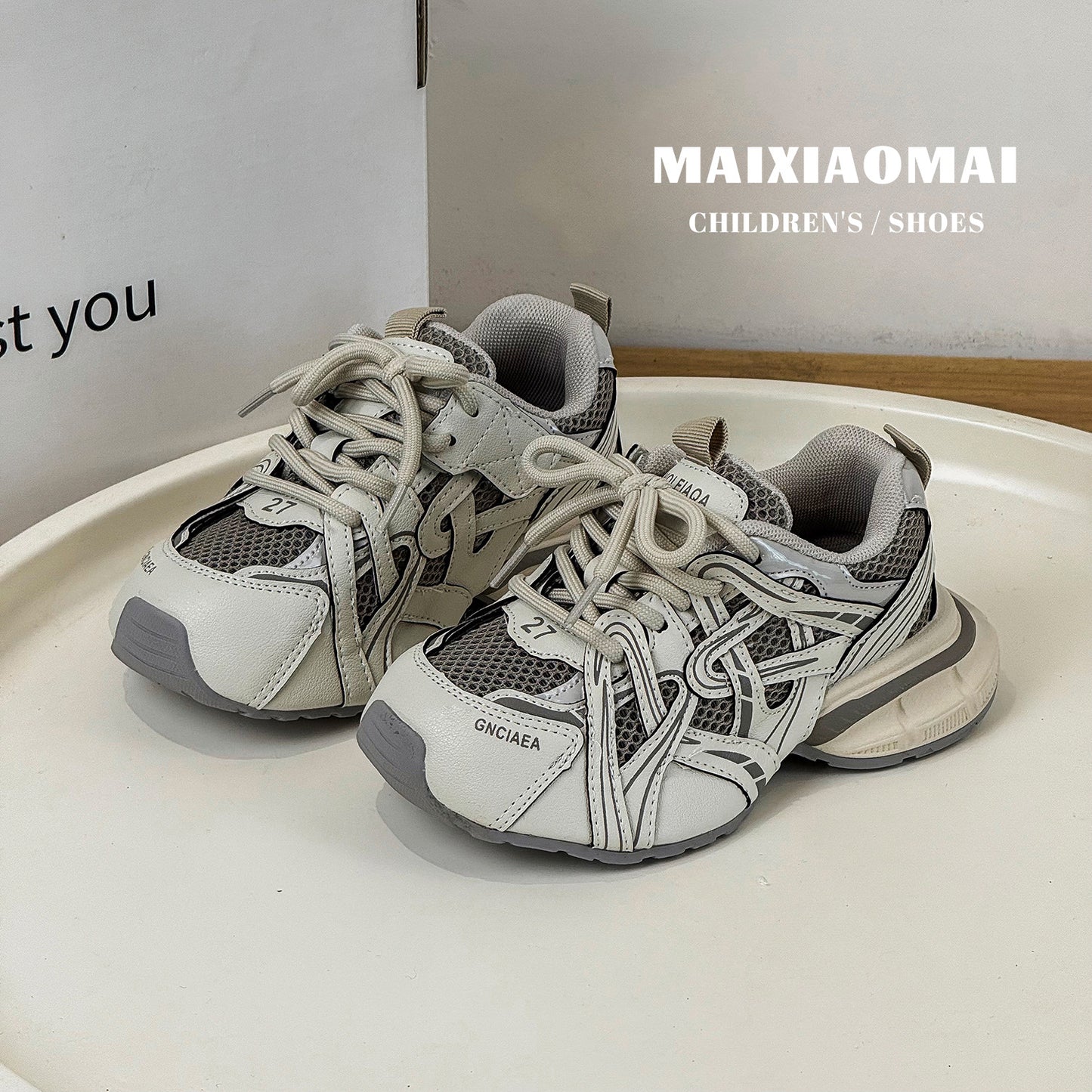 Mai Dad Stitching Single Mesh Breathable Children's Sports Shoes