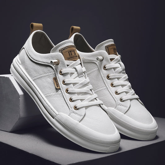 Men's Autumn Fashionable Popular White Plain Sneakers