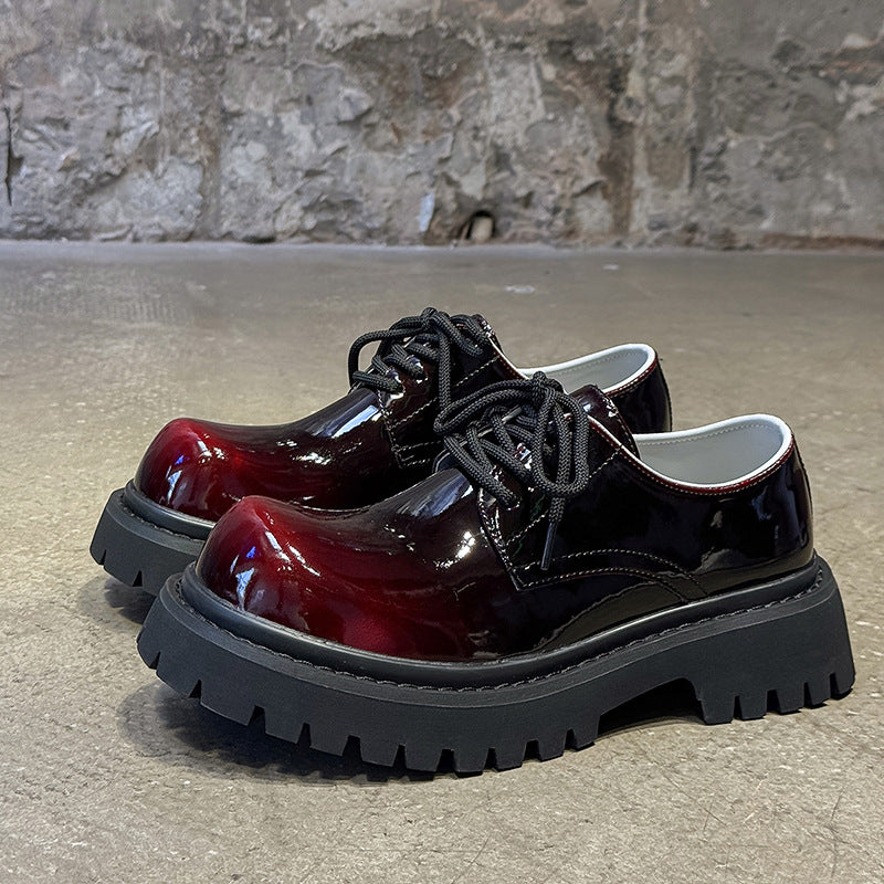 Men's Autumn Derby Big Head Glossy British Men's Casual Leather Shoes