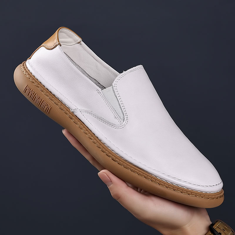 Men's Summer Slip-on Soft Bottom Cowhide Breathable Casual Shoes
