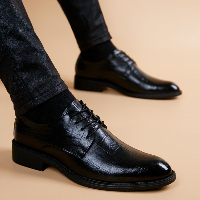 Men's Formal Breathable Lace British Wedding Men's Business Leather Shoes