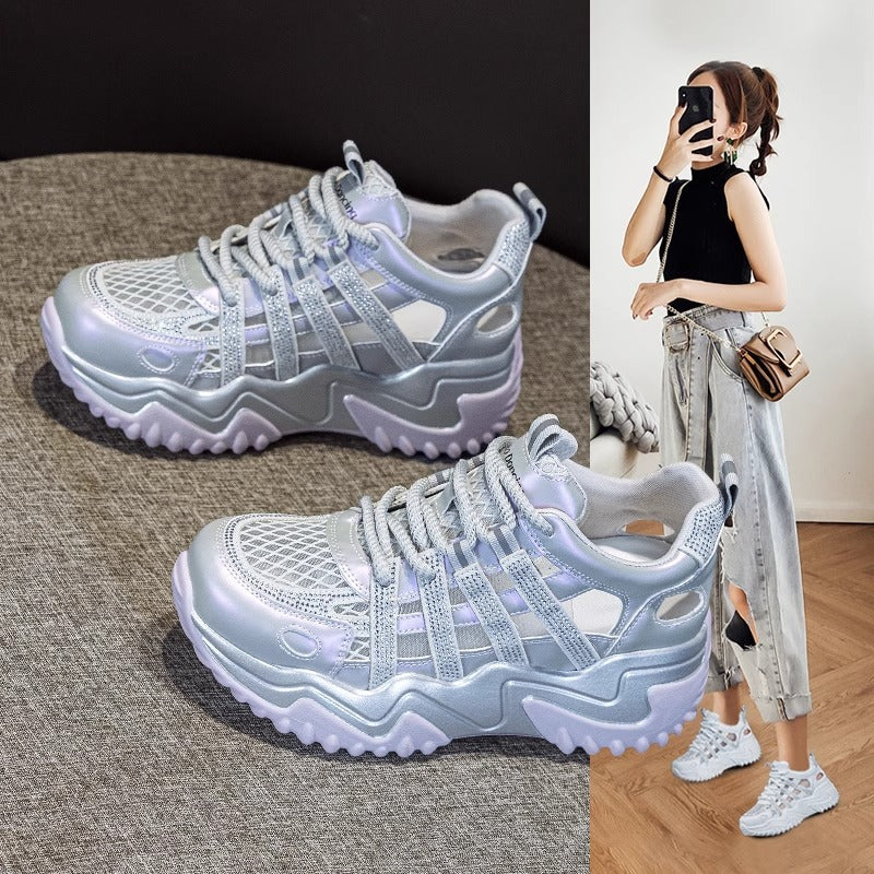 Women's Breathable Clunky For Slimming Fashionable Color Matching Soft Wild Women's Casual Shoes